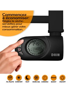 Sèche-serviettes électrique à inertie sèche HJM, 750 W, Noor, Noir 2