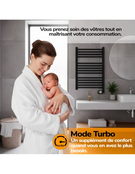 Sèche-serviettes électrique à inertie sèche HJM, 750 W, Noor, Noir