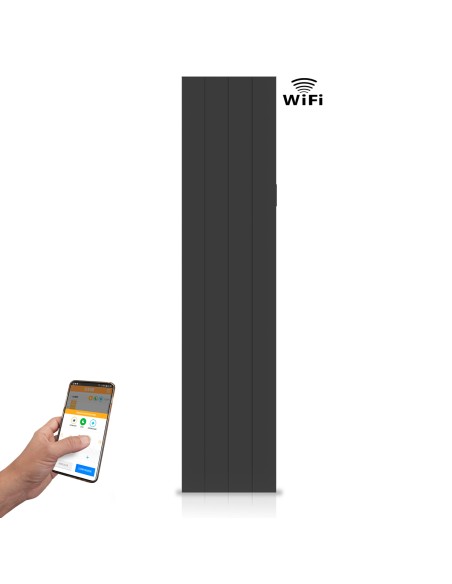 Radiador cerámico vertical AVA WIFI 1000W Negro, Sin Smartbox, Bajo Consumo-Programable 24/7