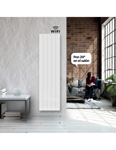 Radiador cerámico vertical AVA WIFI 1500W, Sin Smartbox, Bajo Consumo-Programable 24/7