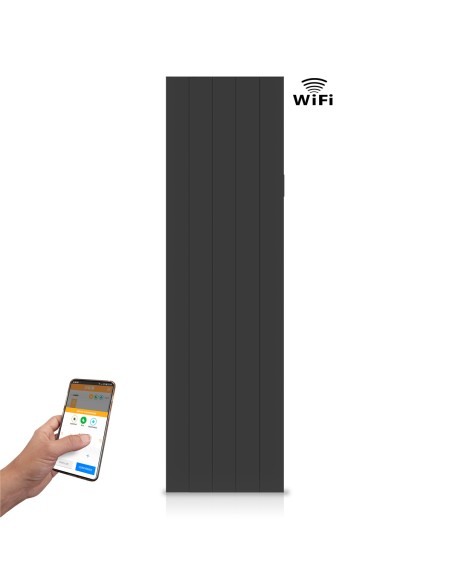 Radiador cerámico vertical AVA WIFI 1500W Negro, Sin Smartbox, Bajo Consumo-Programable 24/7