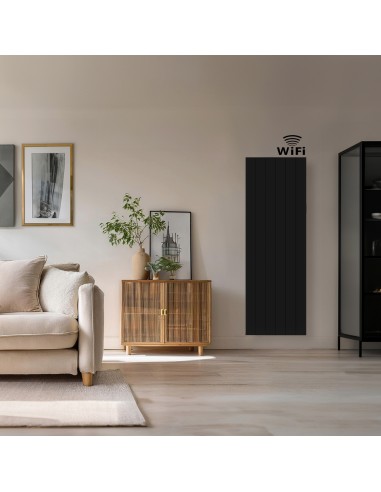 Radiador cerámico vertical AVA WIFI 2000W Negro, Sin Smartbox, Bajo Consumo-Programable 24/7